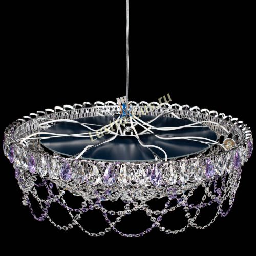 Люстра Каскад Ажур 700 мм фиолетовый в Ижевске Гусь Хрустальный