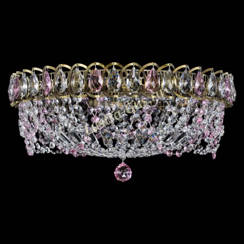 Люстра Хрустальный Каскад Ажур под бронзу Розовая в Ижевске Гусь Хрустальный