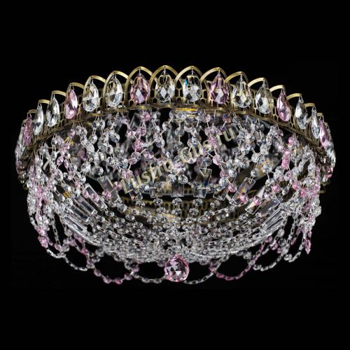 Люстра Хрустальный Каскад Ажур под бронзу Розовая в Ижевске Гусь Хрустальный