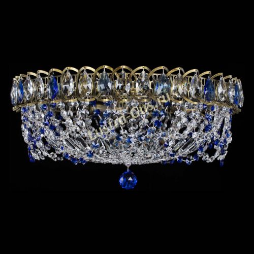 Люстра Хрустальный Каскад Ажур под бронзу Синяя в Ижевске Гусь Хрустальный