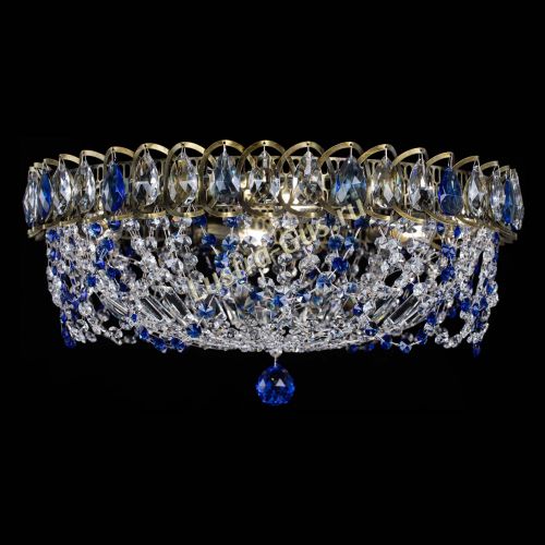 Люстра Хрустальный Каскад Ажур под бронзу Синяя в Ижевске Гусь Хрустальный