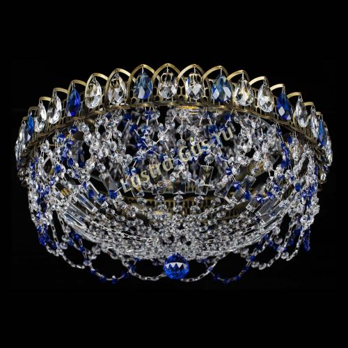 Люстра Хрустальный Каскад Ажур под бронзу Синяя в Ижевске Гусь Хрустальный