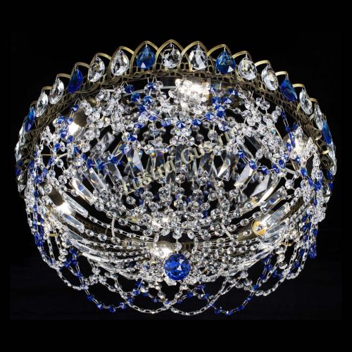 Люстра Хрустальный Каскад Ажур под бронзу Синяя в Ижевске Гусь Хрустальный