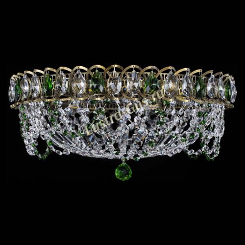 Люстра Хрустальный Каскад Ажур под бронзу Зеленая в Ижевске Гусь Хрустальный