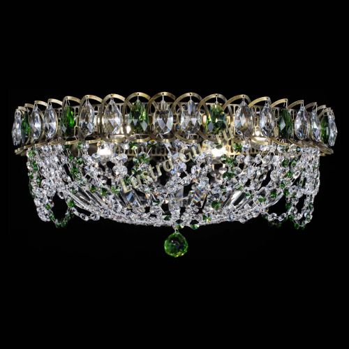 Люстра Хрустальный Каскад Ажур под бронзу Зеленая в Ижевске Гусь Хрустальный