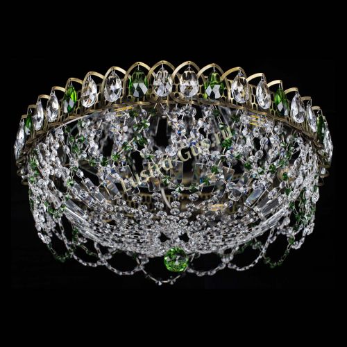 Люстра Хрустальный Каскад Ажур под бронзу Зеленая в Ижевске Гусь Хрустальный