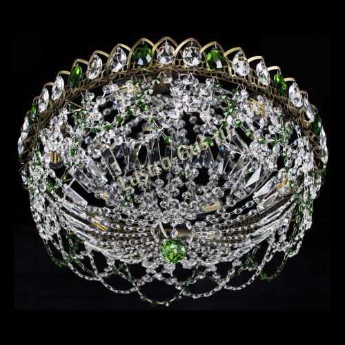 Люстра Хрустальный Каскад Ажур под бронзу Зеленая в Ижевске Гусь Хрустальный