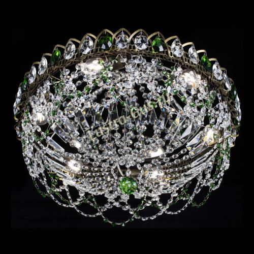 Люстра Хрустальный Каскад Ажур под бронзу Зеленая в Ижевске Гусь Хрустальный