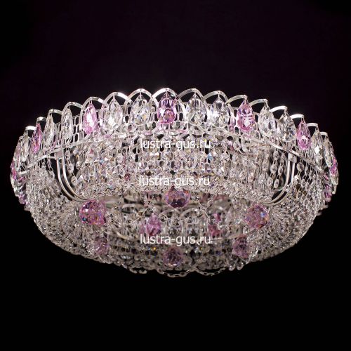 Люстра Кольцо Снежинка розовая в Ижевске Гусь Хрустальный