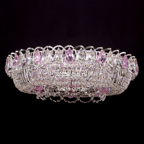 Люстра Кольцо Снежинка розовая в Ижевске Гусь Хрустальный
