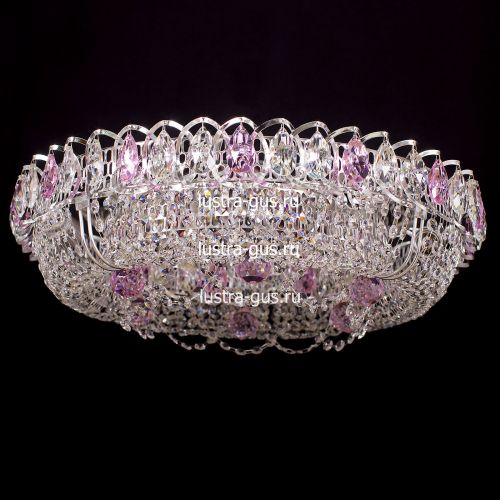 Люстра Кольцо Снежинка розовая в Ижевске Гусь Хрустальный