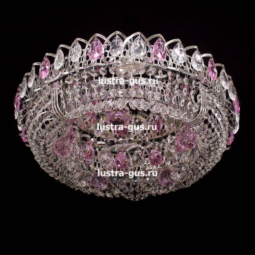Люстра Кольцо Снежинка розовая в Ижевске Гусь Хрустальный