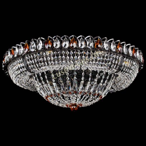 Люстра Кольцо Классика №8 Черная с чайными подвесками в Ижевске Гусь Хрустальный