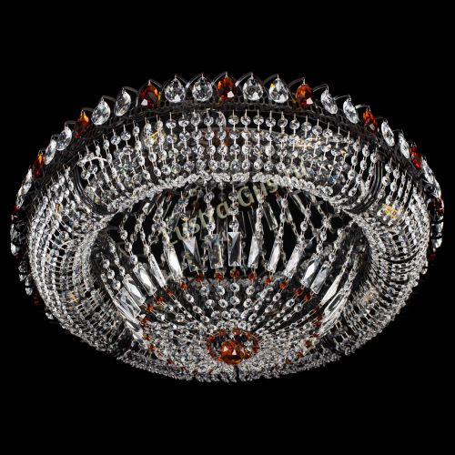 Люстра Кольцо Классика №8 Черная с чайными подвесками в Ижевске Гусь Хрустальный