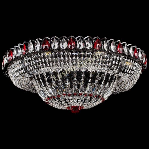 Люстра Кольцо Классика №8 Черная с красными подвесками в Ижевске Гусь Хрустальный