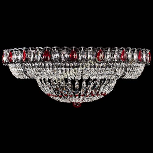 Люстра Кольцо Классика №8 Черная с красными подвесками в Ижевске Гусь Хрустальный