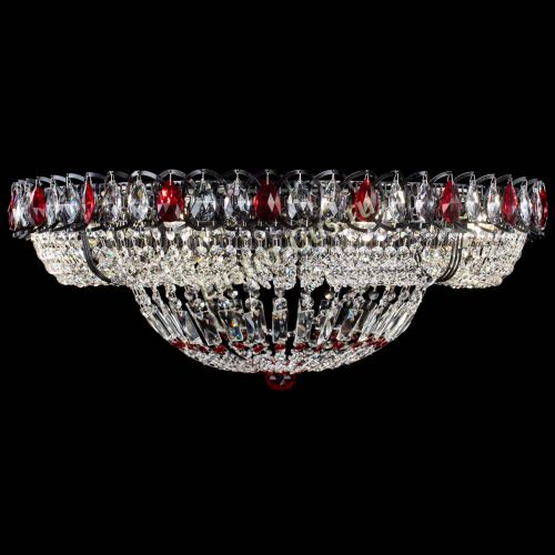 Люстра Кольцо Классика №8 Черная с красными подвесками в Ижевске Гусь Хрустальный