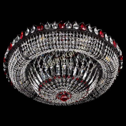 Люстра Кольцо Классика №8 Черная с красными подвесками в Ижевске Гусь Хрустальный