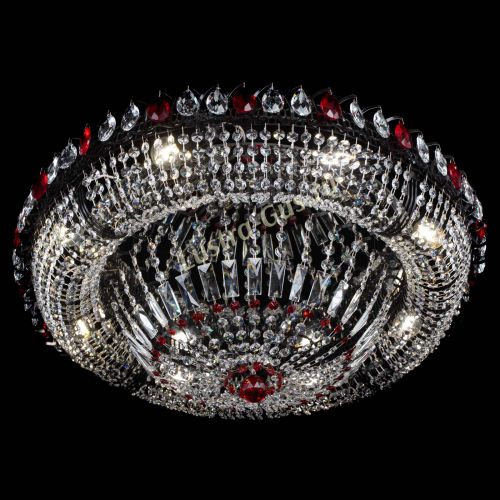 Люстра Кольцо Классика №8 Черная с красными подвесками в Ижевске Гусь Хрустальный