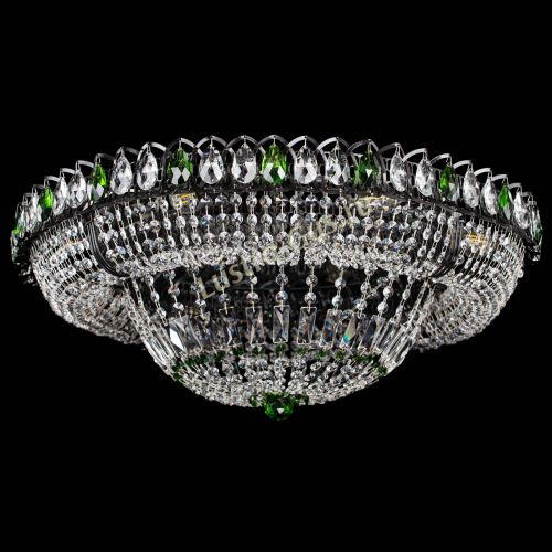 Люстра Кольцо Классика №8 Черная с зелеными подвесками в Ижевске Гусь Хрустальный