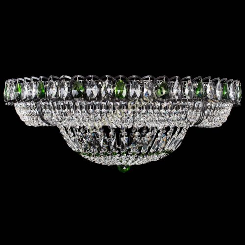 Люстра Кольцо Классика №8 Черная с зелеными подвесками в Ижевске Гусь Хрустальный