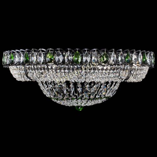 Люстра Кольцо Классика №8 Черная с зелеными подвесками в Ижевске Гусь Хрустальный