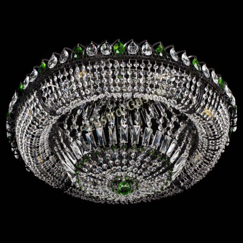 Люстра Кольцо Классика №8 Черная с зелеными подвесками в Ижевске Гусь Хрустальный