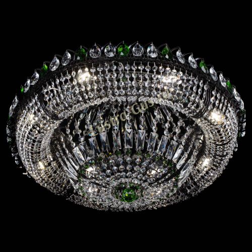 Люстра Кольцо Классика №8 Черная с зелеными подвесками в Ижевске Гусь Хрустальный