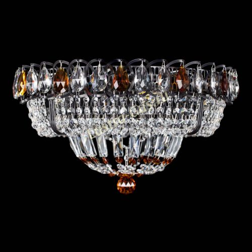 Люстра Кольцо Классика Черная с чайными подвесками в Ижевске Гусь Хрустальный