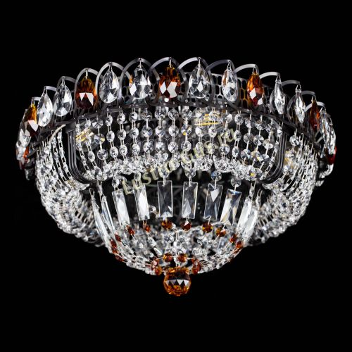 Люстра Кольцо Классика Черная с чайными подвесками в Ижевске Гусь Хрустальный