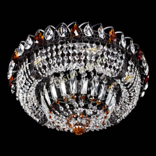 Люстра Кольцо Классика Черная с чайными подвесками в Ижевске Гусь Хрустальный