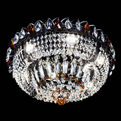 Люстра Кольцо Классика Черная с чайными подвесками в Ижевске Гусь Хрустальный