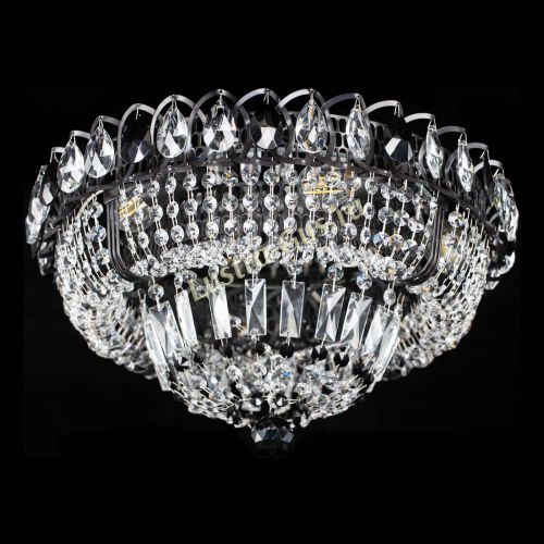 Люстра Кольцо Классика Черная с черными подвесками в Ижевске Гусь Хрустальный