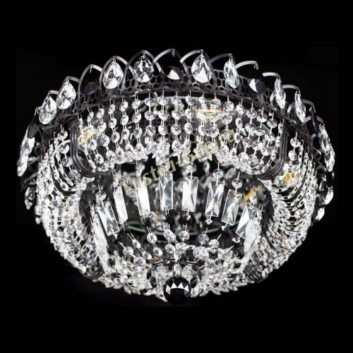 Люстра Кольцо Классика Черная с черными подвесками в Ижевске Гусь Хрустальный