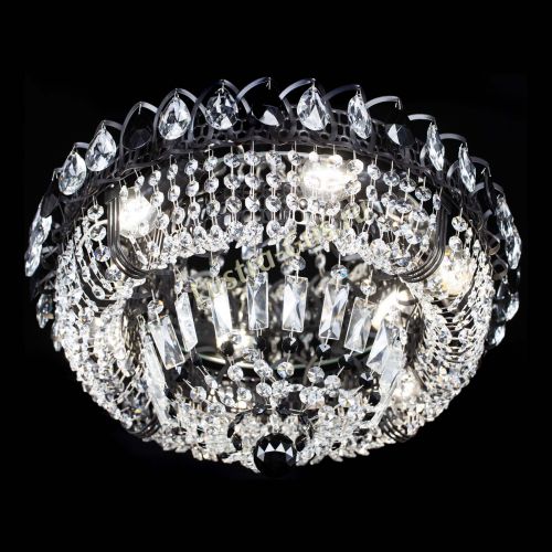 Люстра Кольцо Классика Черная с черными подвесками в Ижевске Гусь Хрустальный