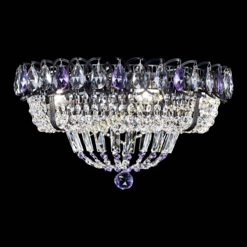 Люстра Кольцо Классика Черная с фиолетовыми подвесками в Ижевске Гусь Хрустальный