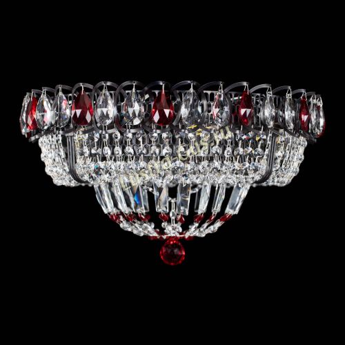 Люстра Кольцо Классика Черная с красными подвесками в Ижевске Гусь Хрустальный