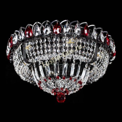 Люстра Кольцо Классика Черная с красными подвесками в Ижевске Гусь Хрустальный