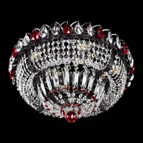 Люстра Кольцо Классика Черная с красными подвесками в Ижевске Гусь Хрустальный