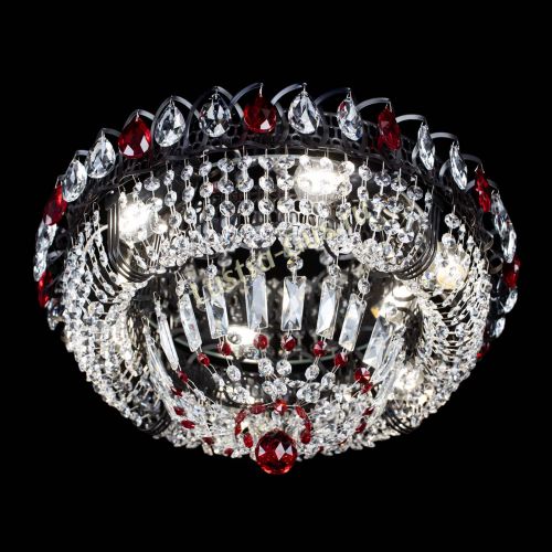 Люстра Кольцо Классика Черная с красными подвесками в Ижевске Гусь Хрустальный