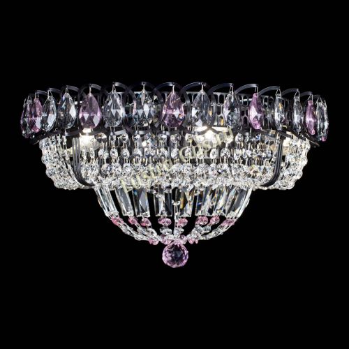 Люстра Кольцо Классика Черная с розовыми подвесками в Ижевске Гусь Хрустальный