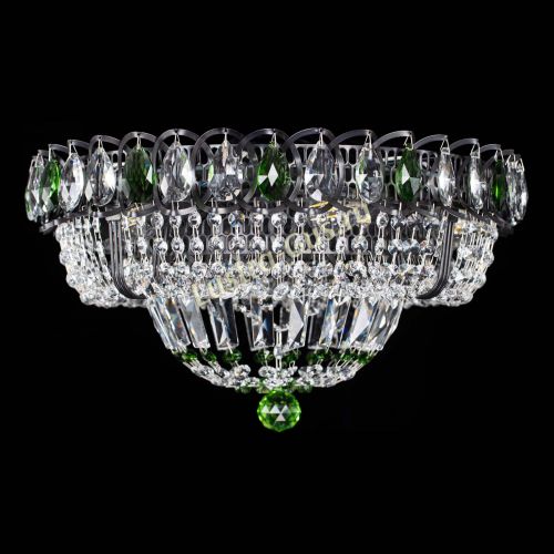 Люстра Кольцо Классика Черная с зелеными подвесками в Ижевске Гусь Хрустальный