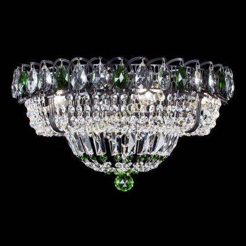 Люстра Кольцо Классика Черная с зелеными подвесками в Ижевске Гусь Хрустальный