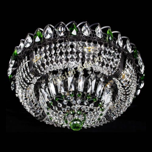 Люстра Кольцо Классика Черная с зелеными подвесками в Ижевске Гусь Хрустальный