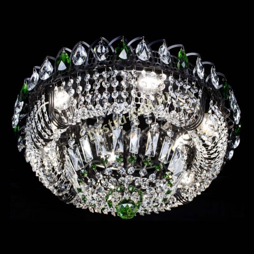 Люстра Кольцо Классика Черная с зелеными подвесками в Ижевске Гусь Хрустальный