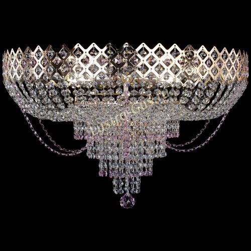 Люстра Корона №11 розовая в Ижевске Гусь Хрустальный