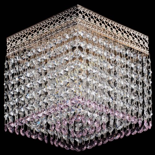 Люстра Квадрат Венеция №1 розовая в Ижевске Гусь Хрустальный