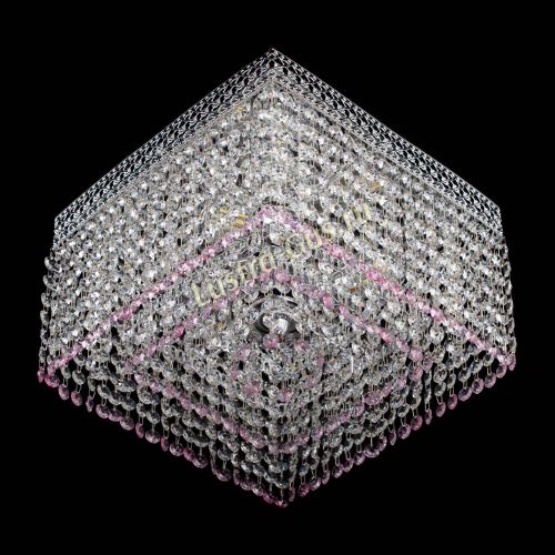 Люстра Квадрат Венеция №3 розовая в Ижевске Гусь Хрустальный