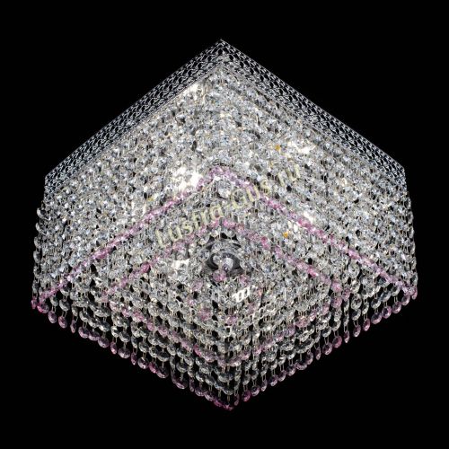 Люстра Квадрат Венеция №3 розовая в Ижевске Гусь Хрустальный