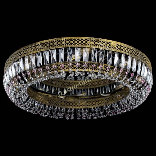 Люстра Венеция Кольцо №8 пластинка под бронзу Розовая в Ижевске Гусь Хрустальный